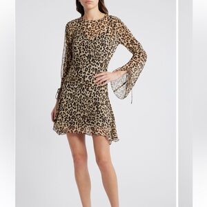 Mango Leopard Long Sleeve Dress